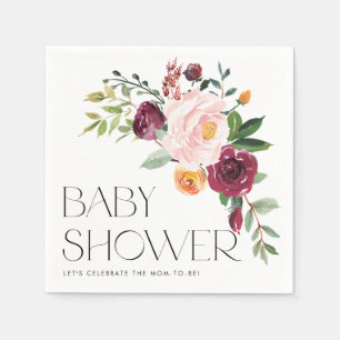 Waterverf Bloemboeket Herfst Baby Shower Servet