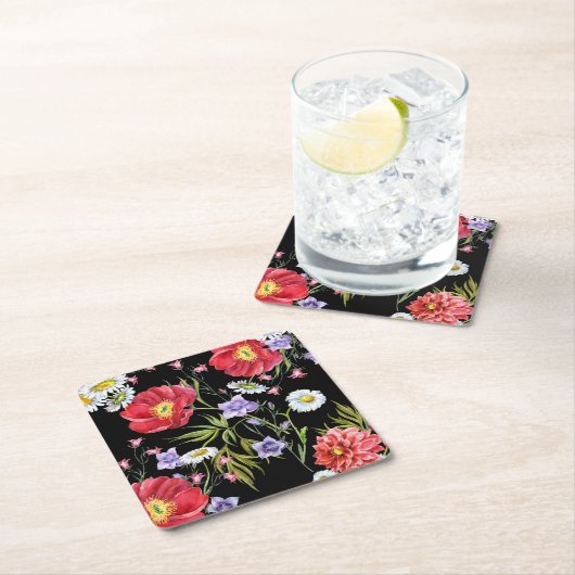 Waterverf Bloemboeket: Naadloos Patroon Kartonnen Onderzetters (Insitu)