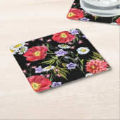 Waterverf Bloemboeket: Naadloos Patroon Kartonnen Onderzetters (Schuin)