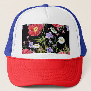 Waterverf Bloemboeket: Naadloos Patroon Trucker Pet