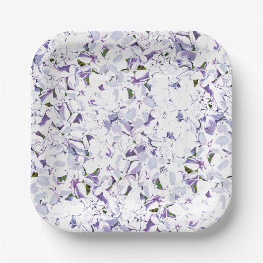 Waterverf bloemboeket van hydrangeas. papieren bordje (Voorkant)