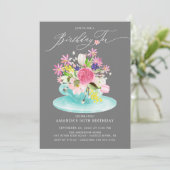 Waterverf Bloemboeket Verjaardagsthee Kaart (Staand voorkant)