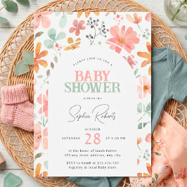 Waterverf Bloemboog Meisje Baby Shower Kaart