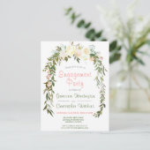 Waterverf Bloemboog Verlovingsfeest Briefkaart (Staand voorkant)