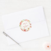 Waterverf Bloemboter Cream Trouwnaam Ronde Sticker (Envelop)