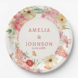 Waterverf Bloemboter Cream Trouwpaar Naam Papieren Bordje