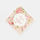 Waterverf Bloemboter Cream Trouwpaar Naam Servet (Hoek)