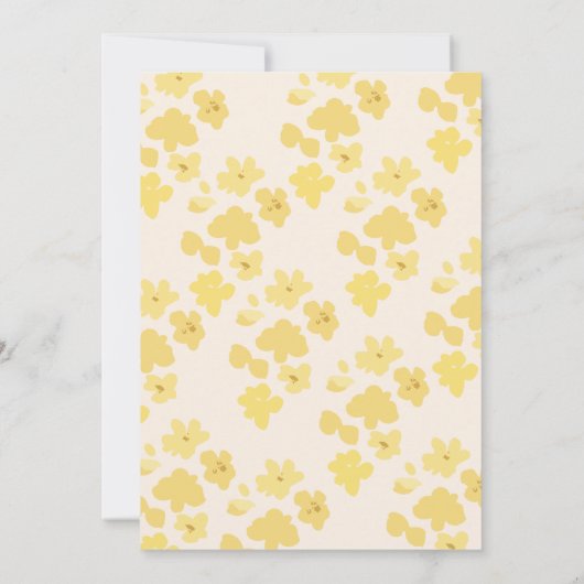 Waterverf Bloemboter Gele Lente bruiloft Kaart (Achterkant)