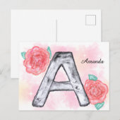 Waterverf Bloembrief A Briefkaart (Voorkant / Achterkant)