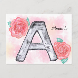 Waterverf Bloembrief A Briefkaart