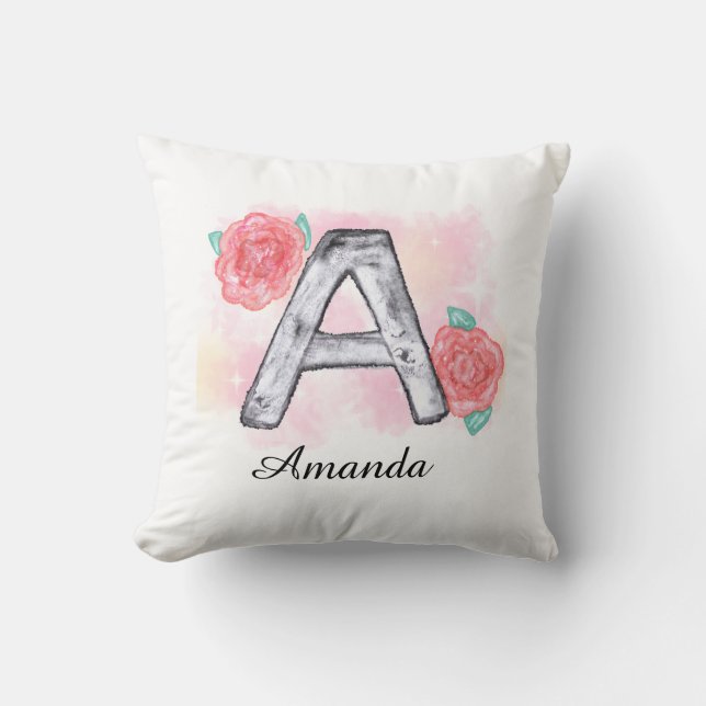 Waterverf Bloembrief A Kussen (Voorkant)