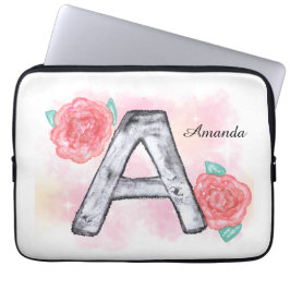 Waterverf Bloembrief A Laptop Sleeve