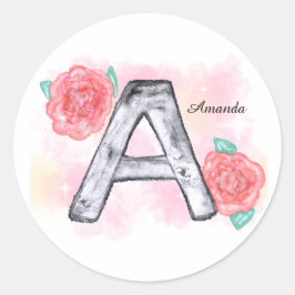 Waterverf Bloembrief A Ronde Sticker