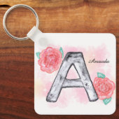 Waterverf Bloembrief A Sleutelhanger (Voorkant)