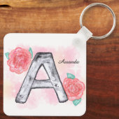 Waterverf Bloembrief A Sleutelhanger (Achterkant)