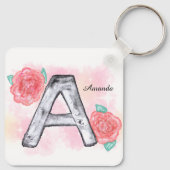 Waterverf Bloembrief A Sleutelhanger (Achterkant)