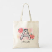 Waterverf Bloembrief A Tote Bag (Achterkant)