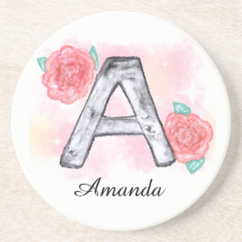 Waterverf Bloembrief A Zandsteen Onderzetter