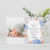 Waterverf Bloemdoop foto uitnodiging (Staand voorkant)