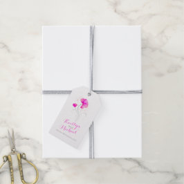 Waterverf bloemdraai roze huwelijkscadeau label cadeaulabel