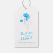 Waterverf bloemdraf blauw trouwcadeau label cadeaulabel (Voorkant)