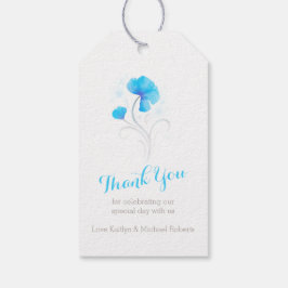 Waterverf bloemdraf blauw trouwcadeau label cadeaulabel