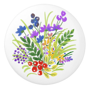 Waterverf bloemen 05 Aangepaste keramische knop