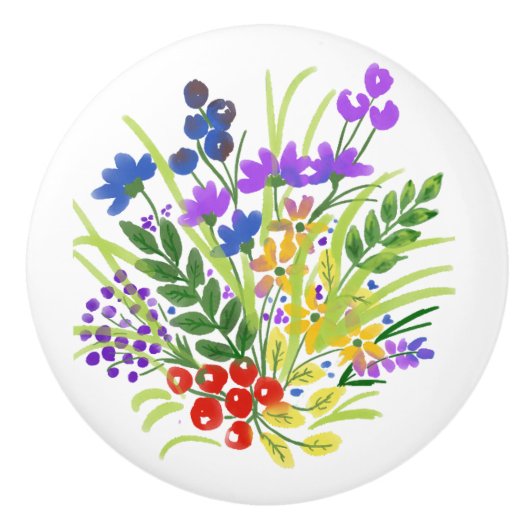 Waterverf bloemen 05 Aangepaste keramische knop (Voorkant)
