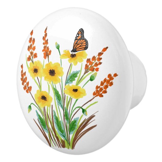 Waterverf bloemen 07 Aangepaste keramische knop (Rechts)