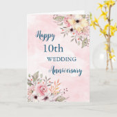 Waterverf Bloemen 10e bruiloft Jubileum Kaart (Gele Bloem)