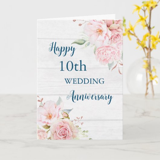 Waterverf Bloemen 10e bruiloft Jubileum Kaart (Gele Bloem)