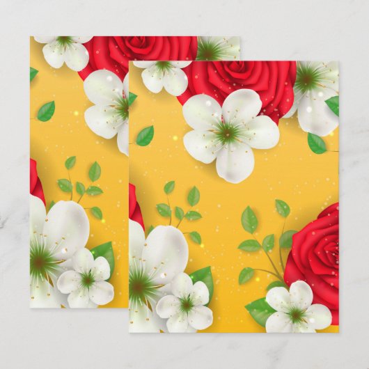 Waterverf bloemen 13 notitiekaartje (Voorkant / Achterkant)