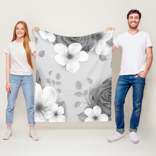 Waterverf bloemen 15 fleece deken (In situ)