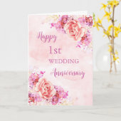 Waterverf Bloemen 1e Bruiloft Jubileum Kaart (Gele Bloem)