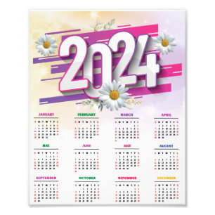 Waterverf Bloemen 2024 Kalender Foto Afdruk