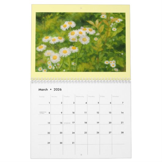 Waterverf Bloemen 2026 Kalender (Mar 2026)