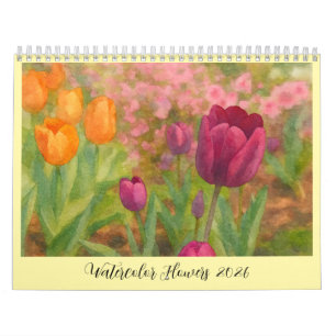 Waterverf Bloemen 2026 Kalender