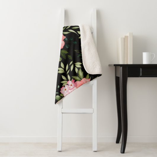 Waterverf bloemen 25 sherpa deken (In situ)