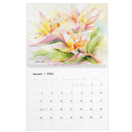 Waterverf bloemen 2 kalender (Jan 2026)