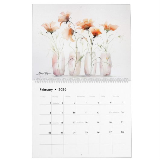 Waterverf bloemen 2 kalender (Feb 2026)