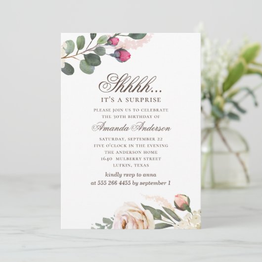 Waterverf Bloemen 30ste Verjaardag surprise party Kaart (Staand voorkant)