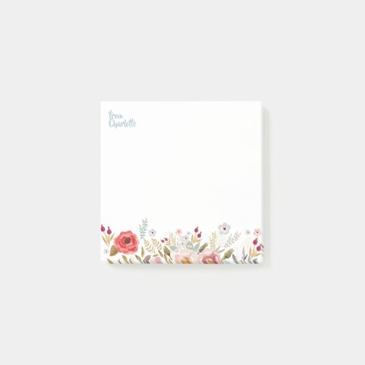 Waterverf bloemen 3 x 3 plakbiljetten post-it® notes (Voorkant)