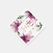 Waterverf Bloemen 40e Ruby Wedding Jubileum Servet (Hoek)