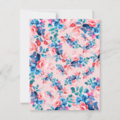 Waterverf Bloemen 40e Verjaardagsfeest Menu Blush Kaart (Achterkant)