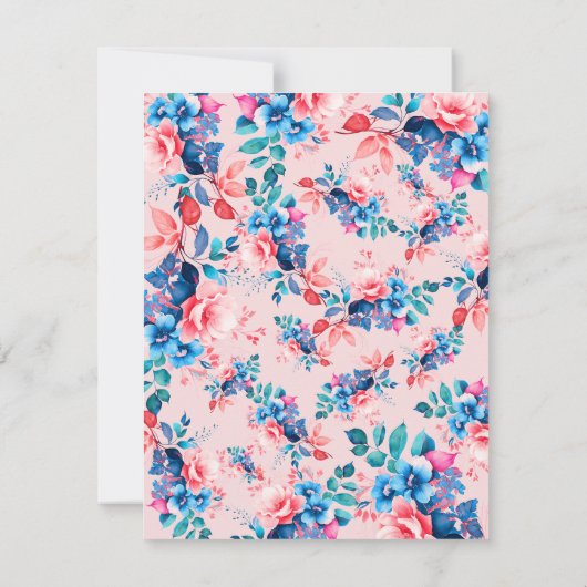 Waterverf Bloemen 40e Verjaardagsfeest Menu Blush Kaart (Achterkant)