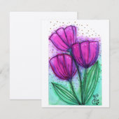 Waterverf bloemen-4 (4,25 x 5,5 inch) Kaart met pl Notitiekaartje (Voorkant / Achterkant)