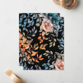 Waterverf bloemen 4 notitiekaartje (Voorkant / Achterkant in situ)