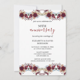 waterverf bloemen 50ste trouwdag  kaart