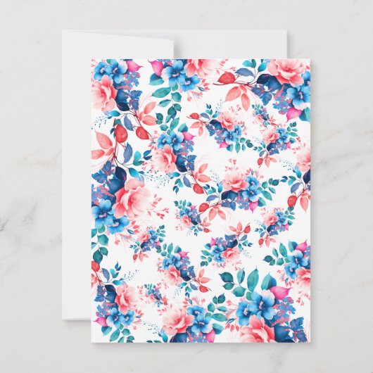 Waterverf Bloemen 50ste Verjaardagsfeestje Menu Kaart (Achterkant)