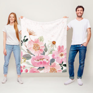 Waterverf bloemen 5 fleece deken